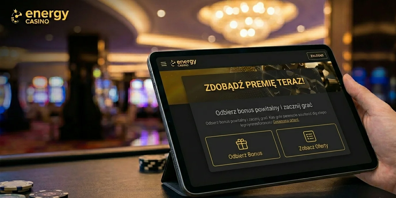 Strona promocji w Energy Casino z bonusem powitalnym i pakietem 400 darmowych spinów
