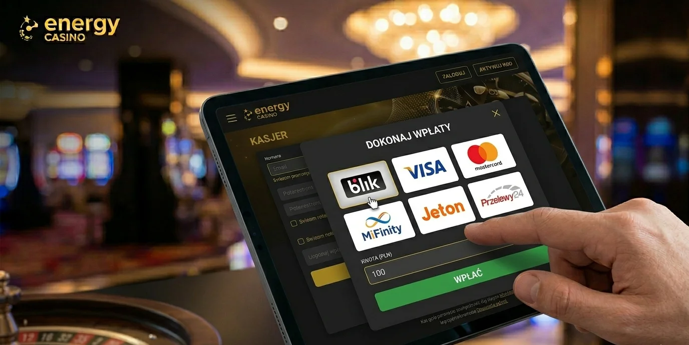 Kasjer Energy Casino z opcjami wpłat BLIK, Visa i Mastercard